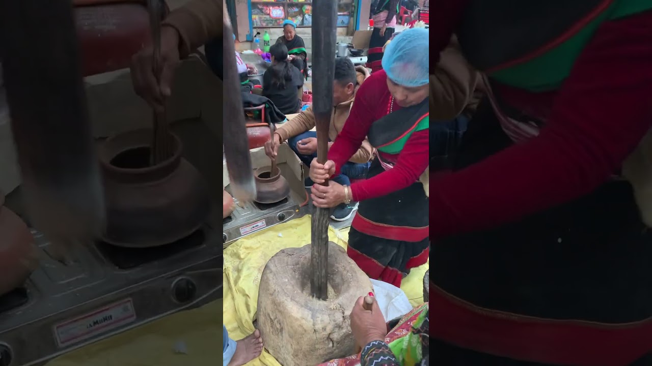 Making traditional style of beaten rice#chiura