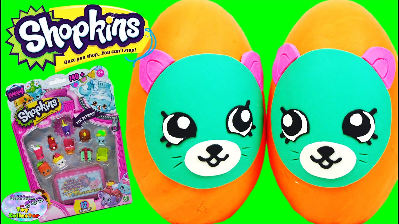 Shopkins Season 4 Giant Play Doh Surprise Eggs Earring Twins Petkins Toy SETC