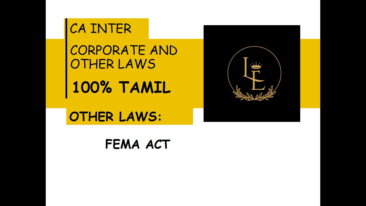 FEMA ACT | 100% TAMIL | CA INTER LAW