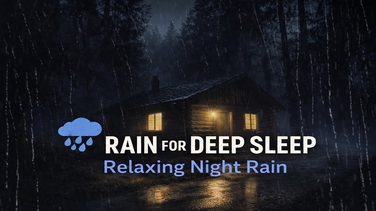 Gentle Rain Sounds on a Cabin Window 🌧 (No Ads) | Peaceful Dark Room for Deep Sleep & Relaxation