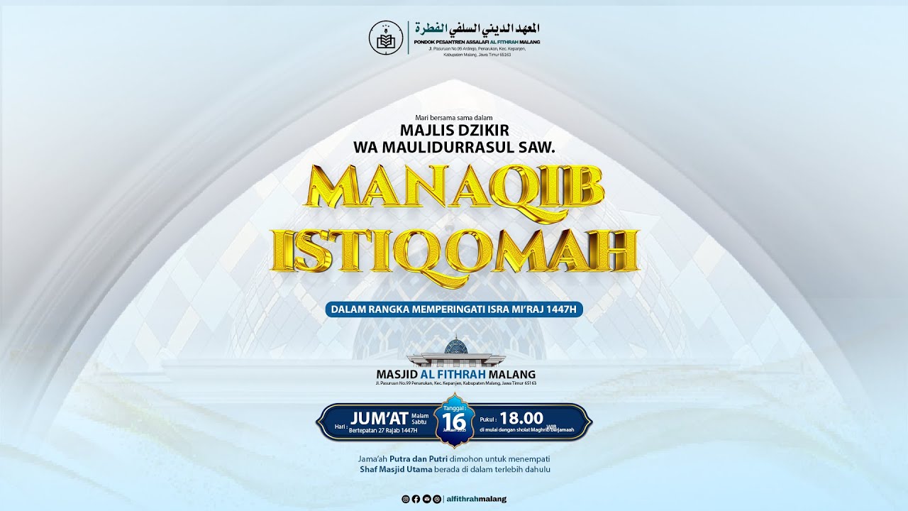 🔴MAJLIS DZIKIR & MAULIDURRASUL SAW MANAQIB ISTIQOMAH MEMPERINGATI ISRA MI'RAJ BULAN RAJAB 1447H
