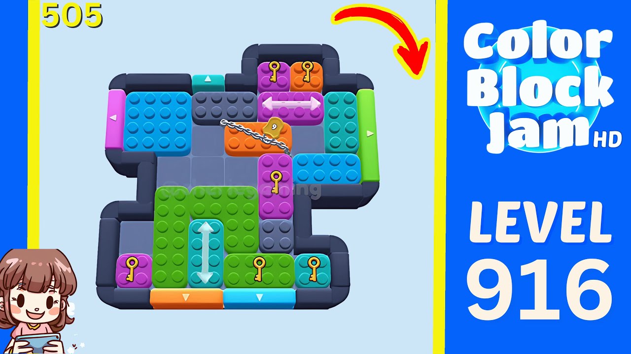 Color Block Jam Level 505 (916) Solution Walkthrough