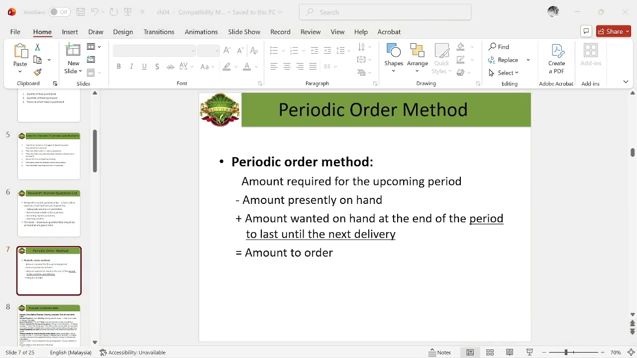 Chapter 4 (FNB Cost Control)