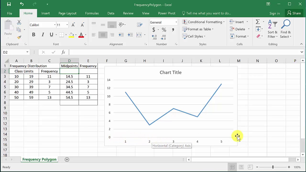 Excel Как создать многоугольник частот