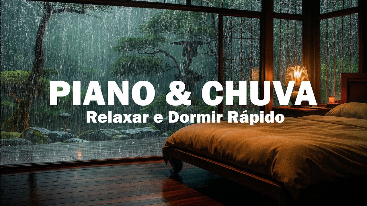 Supere o Stress e Durma Instantaneamente con Piano Calmante & Som de Chuva | Musica para Dormir