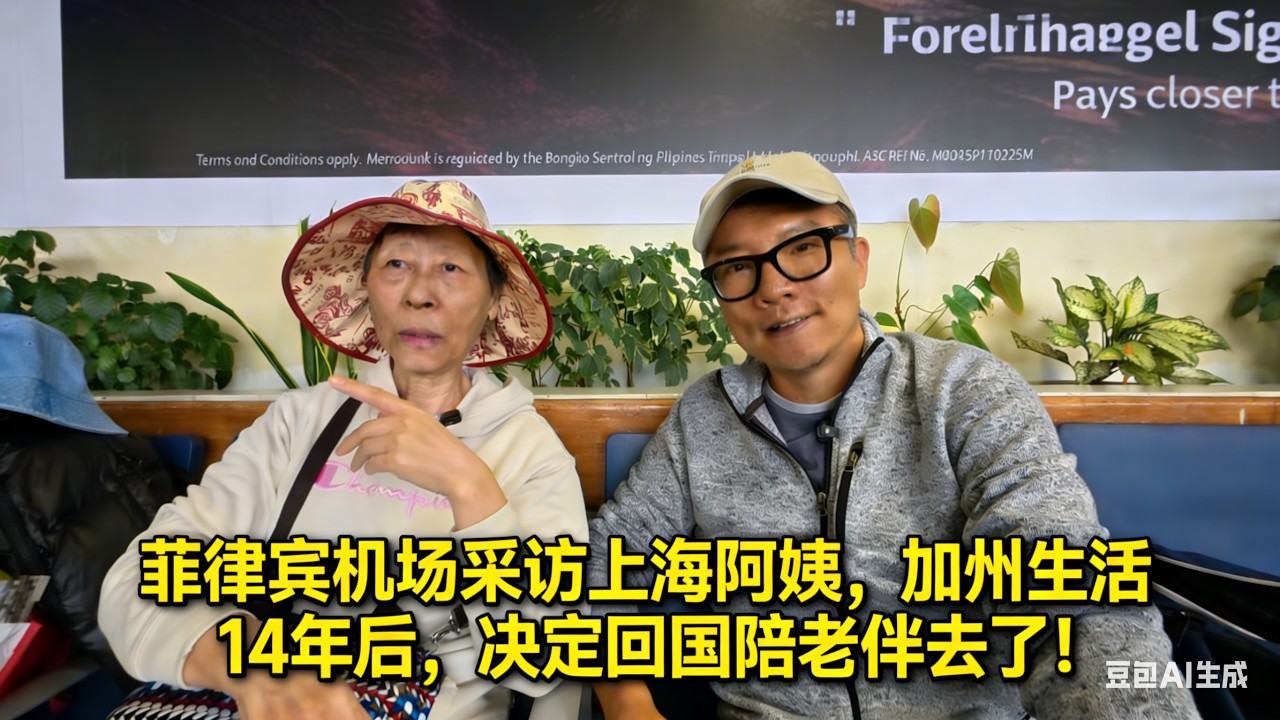菲律宾机场采访上海阿姨，加州生活14年后毅然回国陪老伴去