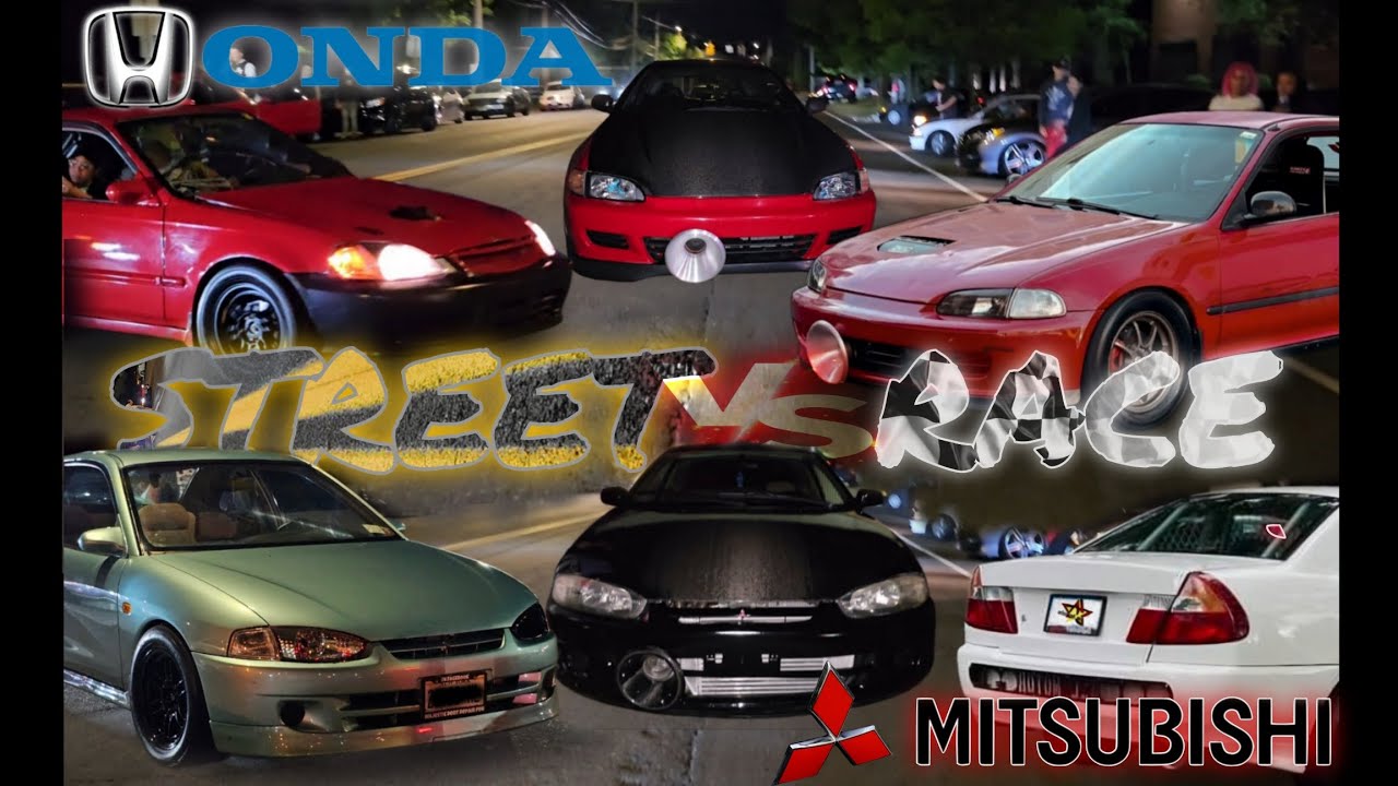 Epic Street Race Show Down Honda vs Mitsubishi Street tires shootout Winner takes the cash