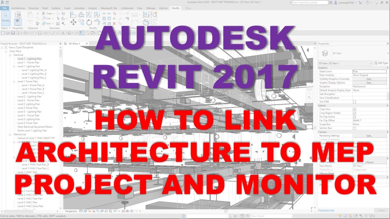 REVIT MEP 2017: HOW TO LINK ARCHITECTURE TO MEP PROJECT AND MONITOR