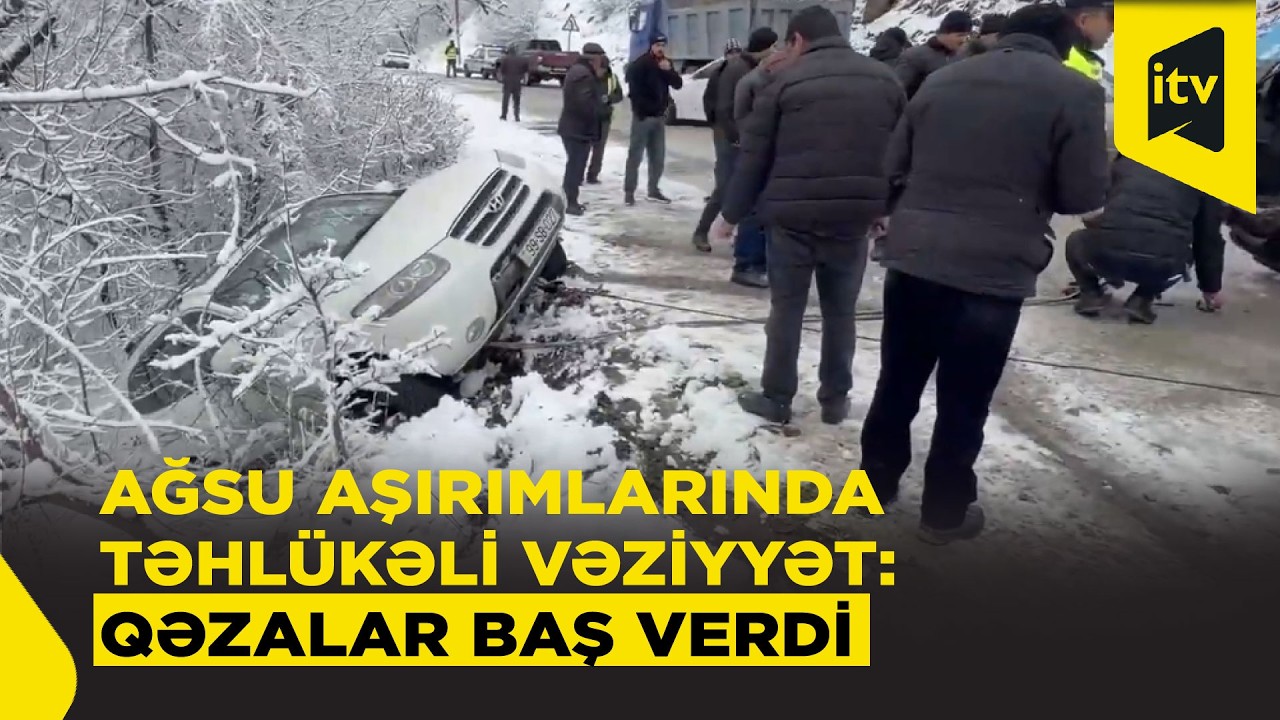 Ağsu dolayları qara büründü, avtomobillər qəzaya uğradı