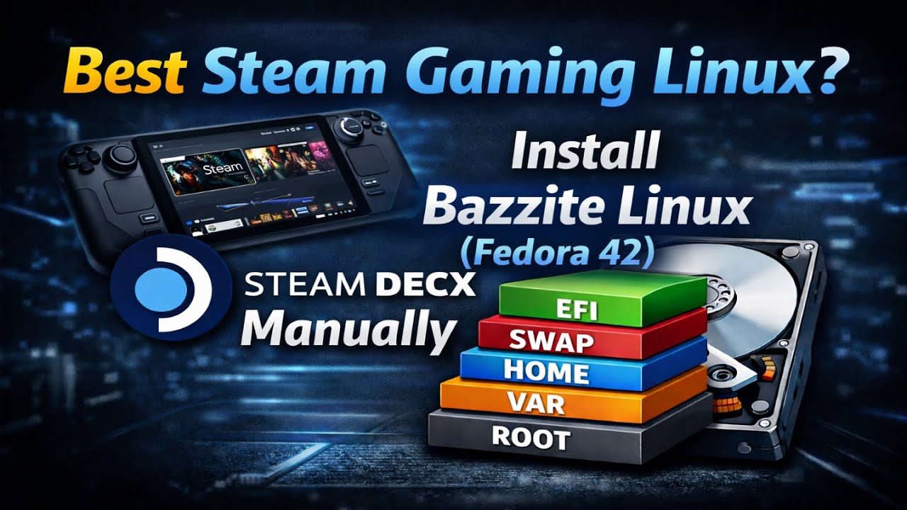 Лучший Linux для игр в Steam? Установите Bazzite (Fedora 42) с ручным разделением диска.