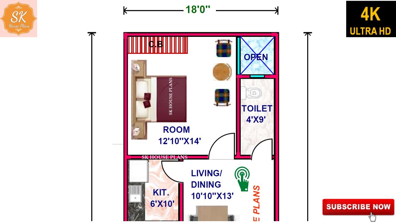 LATEST HOUSE PLAN 18' X 60' / 1080 SQ.FT / 120 SQ.YDS / 100 SQ.M / 120 GAJ / 5.5 m X 18 m / (4K)