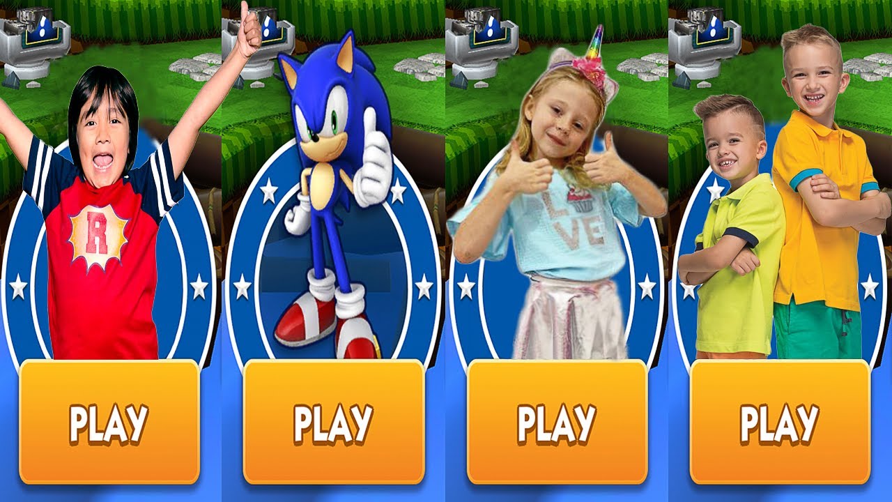 Sonic Dash vs Tag with Ryan vs Nastya Rush vs Vlad & Niki Run Gameplay HD