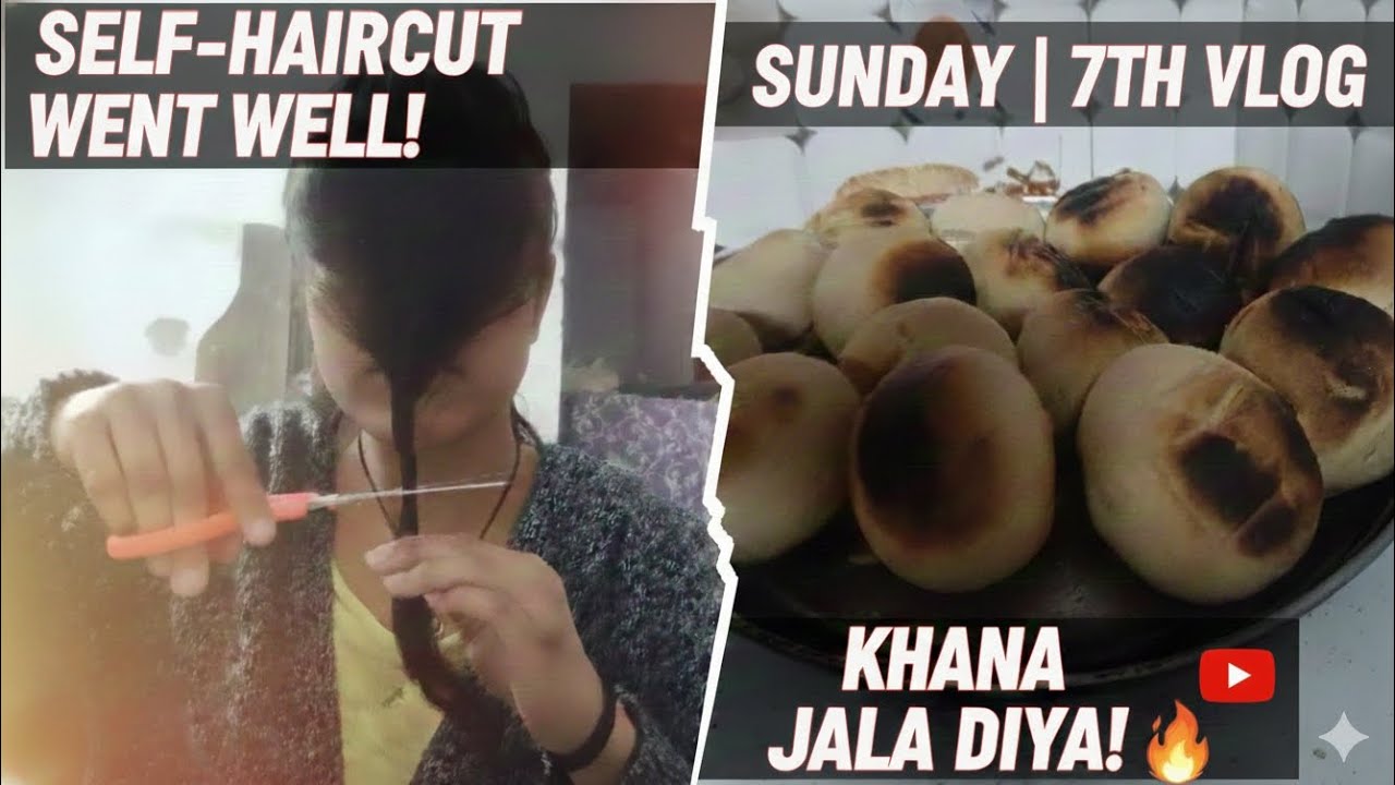 "Self haircut + papa ki dant !!🫣🥲 