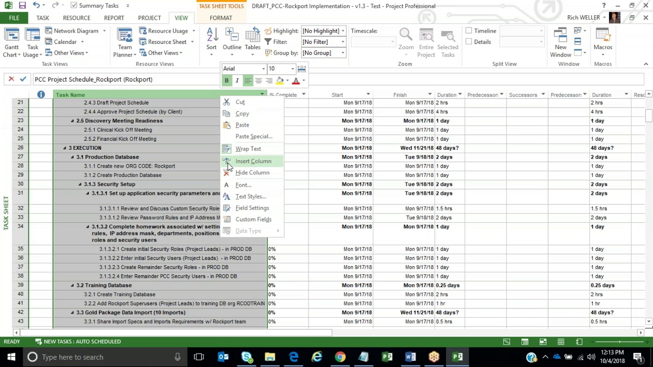 Как разместить все задачи в одну строку в Microsoft Project