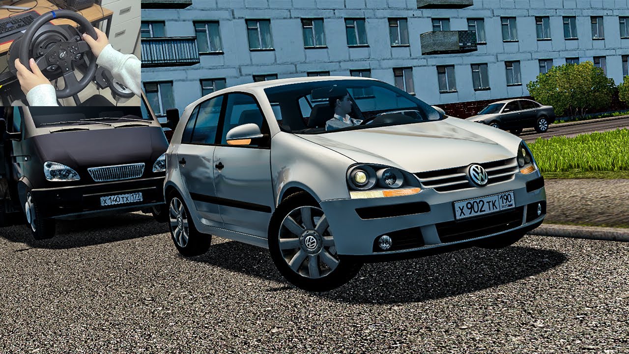 2004 Volkswagen Golf Mk5 - City Car Driving | Steering Wheel Gameplay