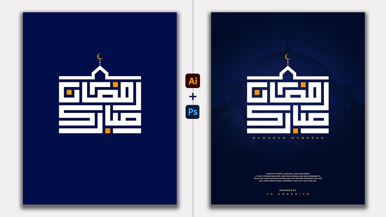 Modern Ramadan Poster Design in Illustrator | Ramadan Mubarak 2026 | Illustrator Tutorial