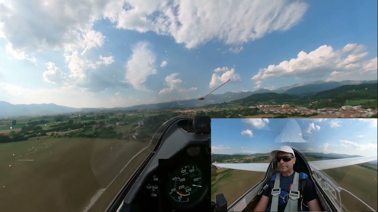 Aliante basso passaggio 240km/h, corto finale in scivolata d'ala
