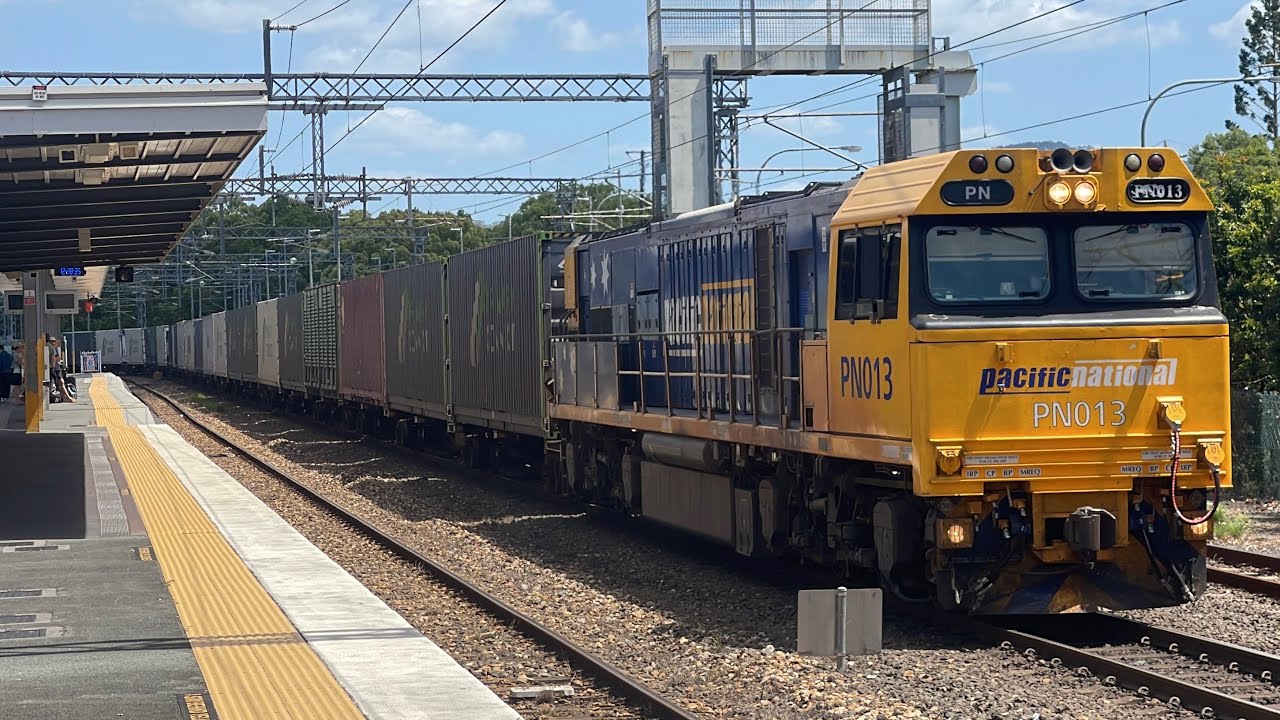 Trains in Brisbane with unusual Cleveland line trains and North Coast line services.