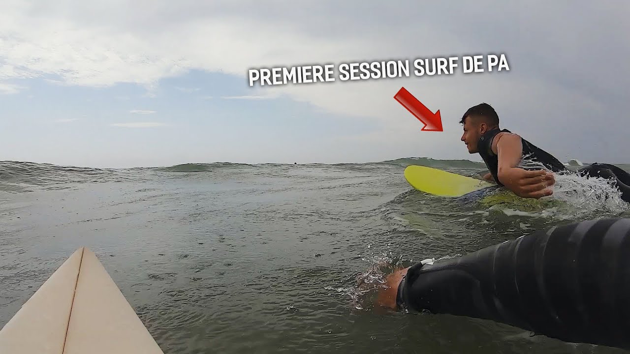IL ESSAYE LE SURF POUR LA PREMIÈRE FOIS !🏄🏼‍♂️ ( Vlog Surf POV )  - Matisse