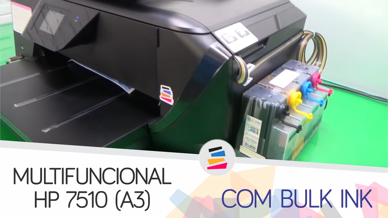 Demonstração - Multifuncional HP 7510 (A3) com Bulk Ink Instalado - SULINK