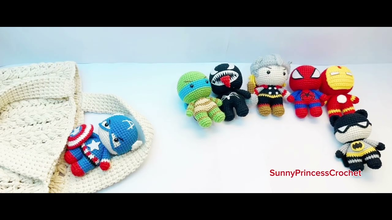 Crochet Superhero Superman Batman Spiderman Hulk Ironman Thor Venom Amigurumi