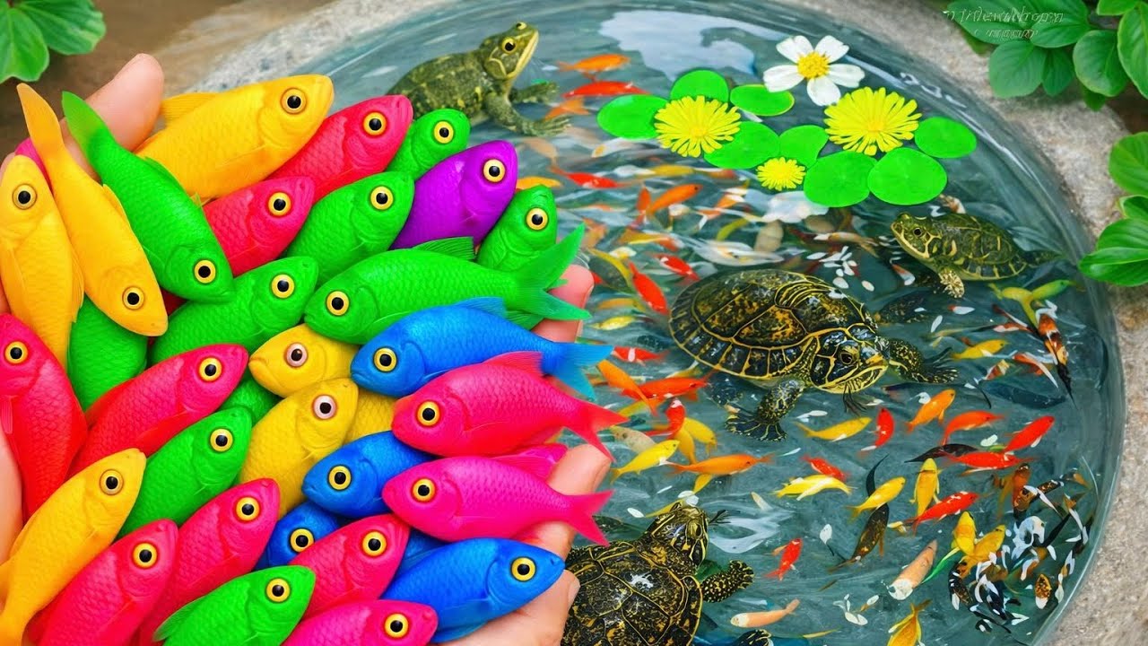 WooW Amazing Catch Aquarium Fish In Easter Colorful Eggs, gold fish, Eel, Koi fish, Turtle