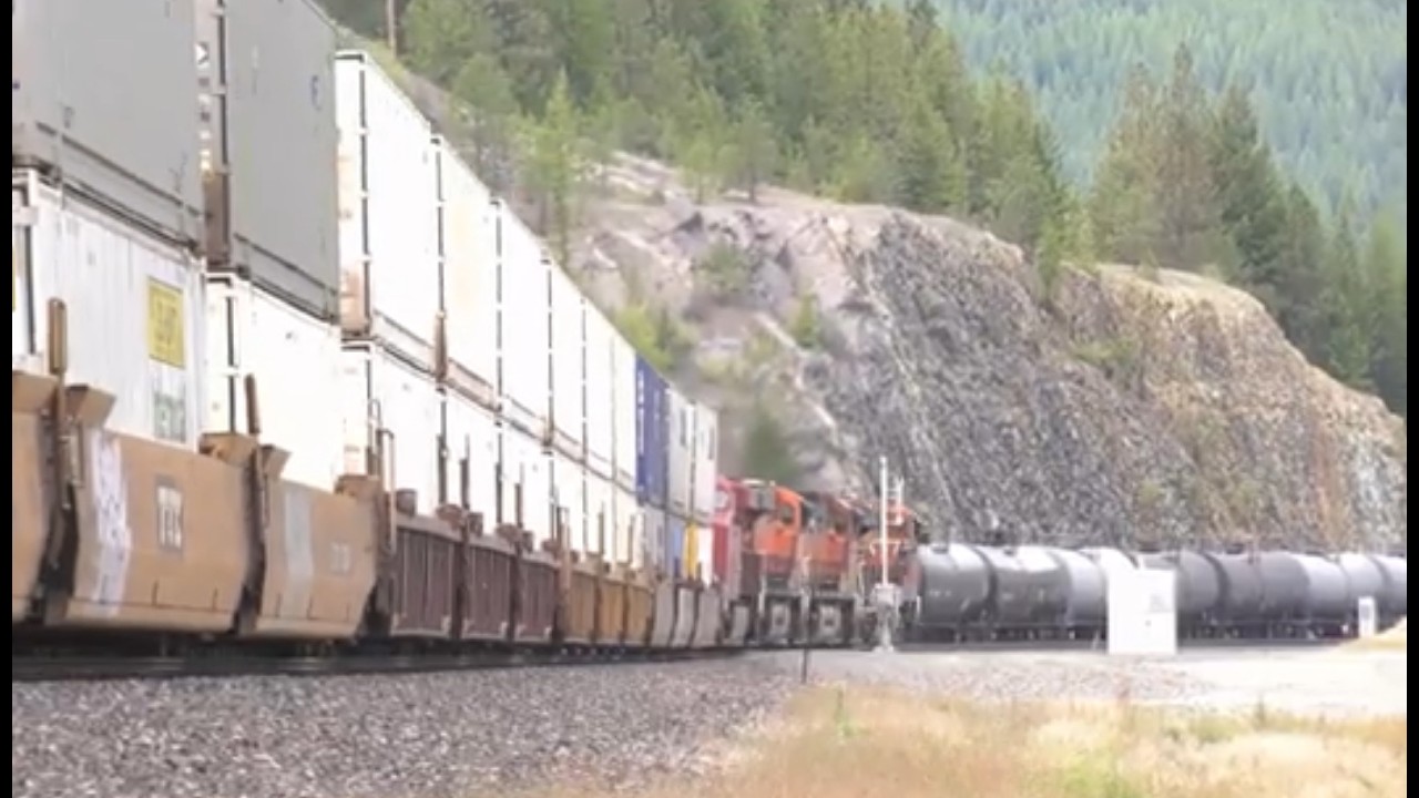 Massive 30,000 Ton Grain Trains and a Double Stack Train plus an Alcohol train meets a Z Train
