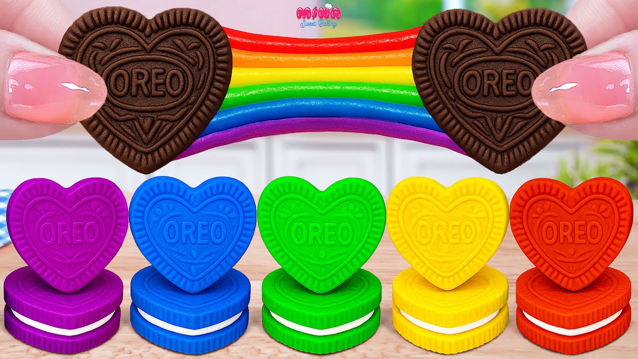 💙Рецепт восхитительного радужного торта OREO💙Магия миниатюрного торта в форме сердца ASMR | Mina ...