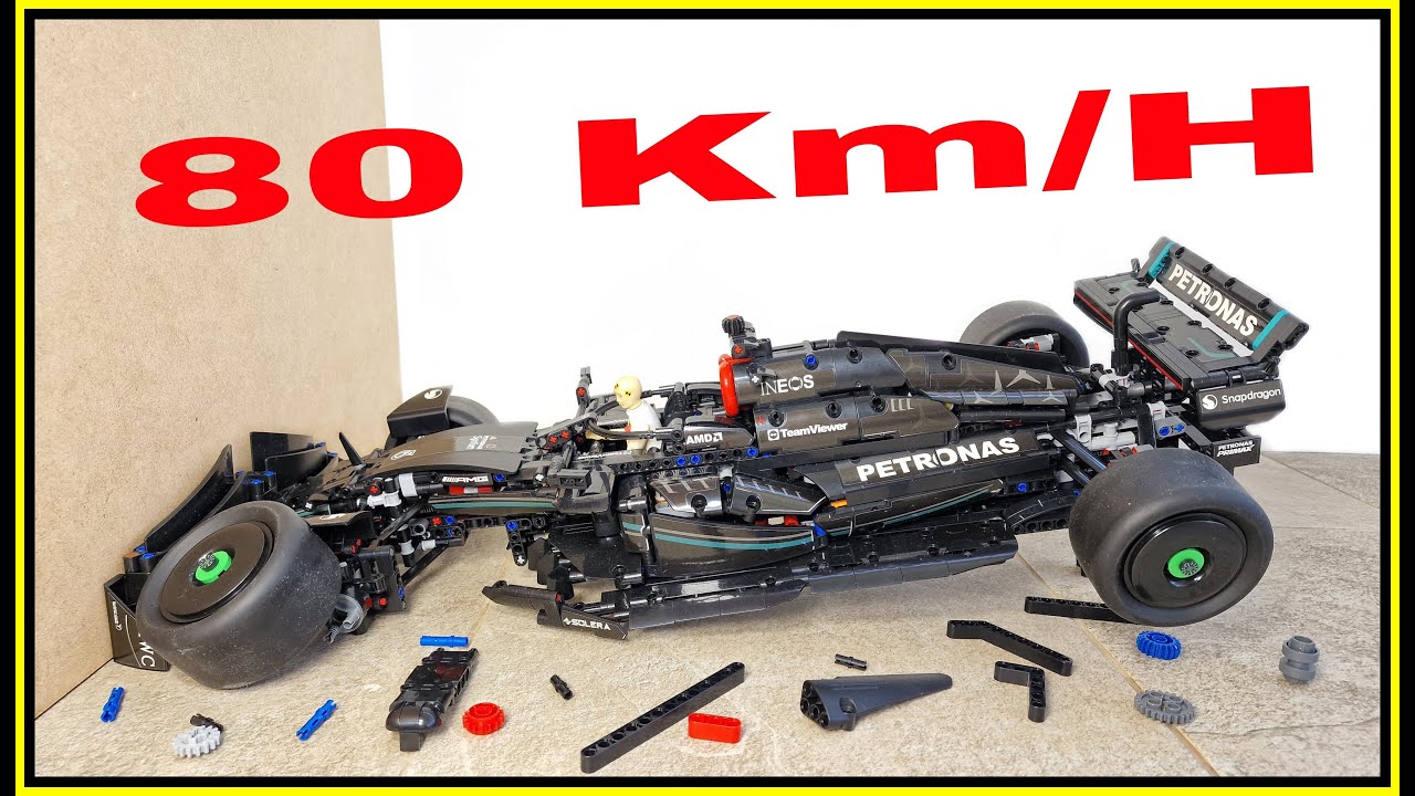 Mercedes AMG F1 W14 CRASH 🚨 80 Km/H 🚨 Lego Technic car CRASH