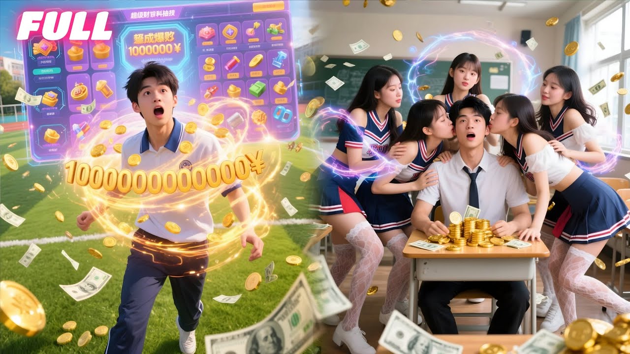 Man activates Super Lottery Sys,dates beauties for rewards,is surrounded by numerous beautiful women