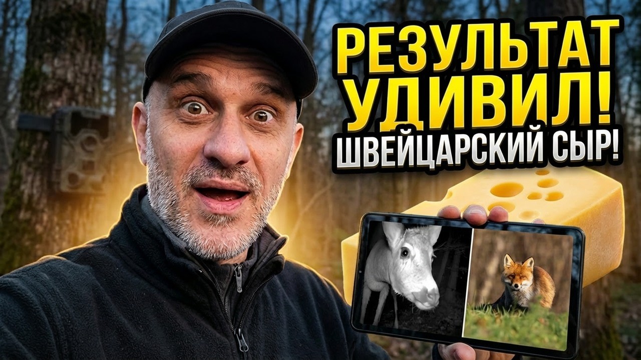 Развесил ШВЕЙЦАРСКИЙ СЫР в ЛЕСУ и спрятал две фотоловушки! Результат удивил!