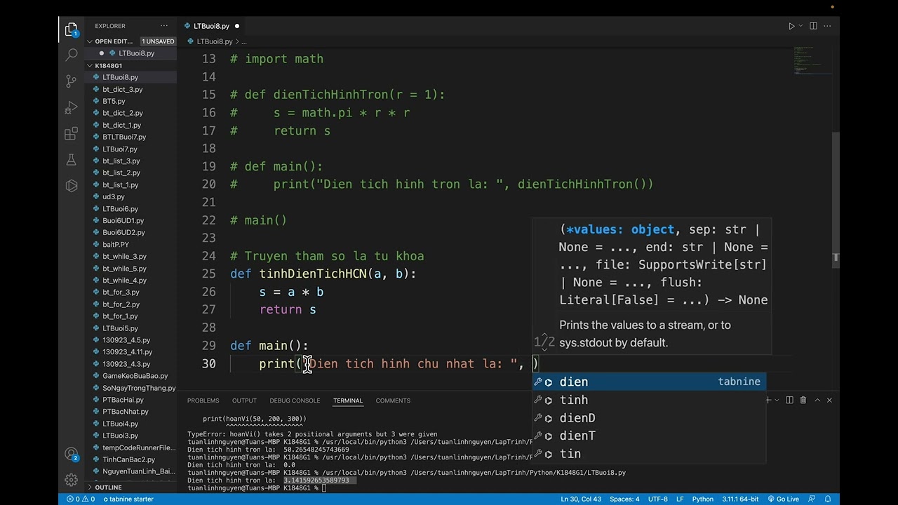 Xây dựng hàm (thủ tục) trong Python (phần 2)