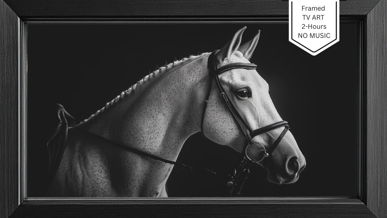Frame TV Art | Beautiful White Horse with Bridle | Frame Art |  2 HRS | No SOUND