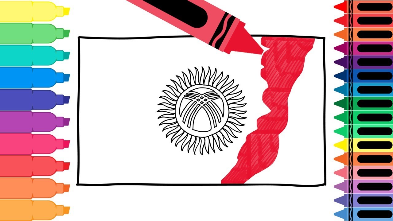 How to Draw a Kyrgyzstan Flag - Coloring Pages for kids - Draw the Kyrgyzstani Flag | Tanimated Toys