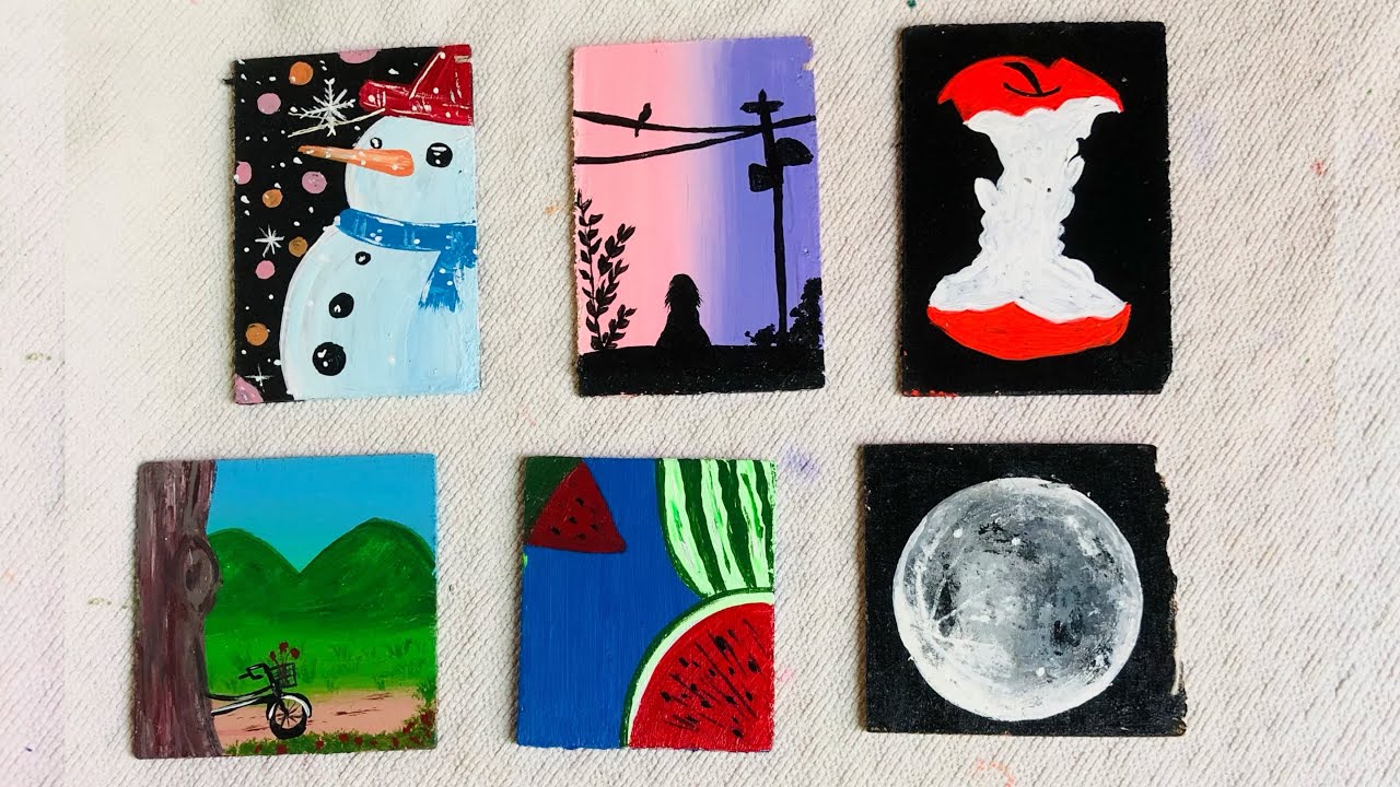 Miniature Masterpieces:🌈🌸6 Unique Paintings😍 #art #minipainting