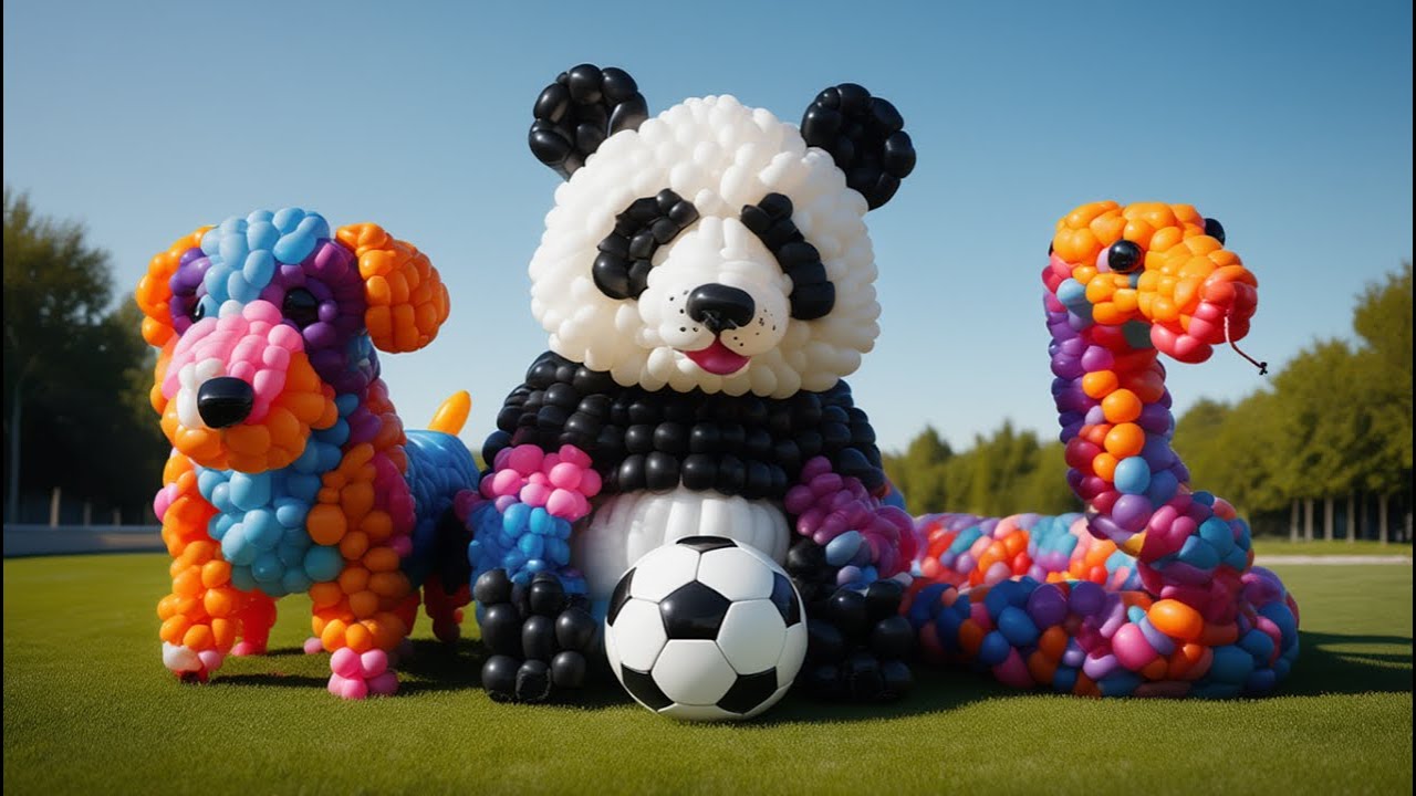 The mascot vibrato assistant panda placed on the football field is popular, co-produced and creative