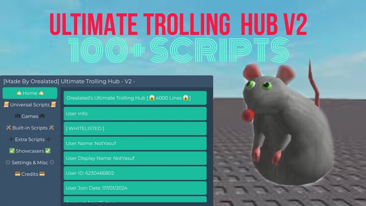 ULTIMATE TROLLING HUB V2 | 100+ SCRIPT & FE | ROBLOX SCRIPTS SHOWCASE