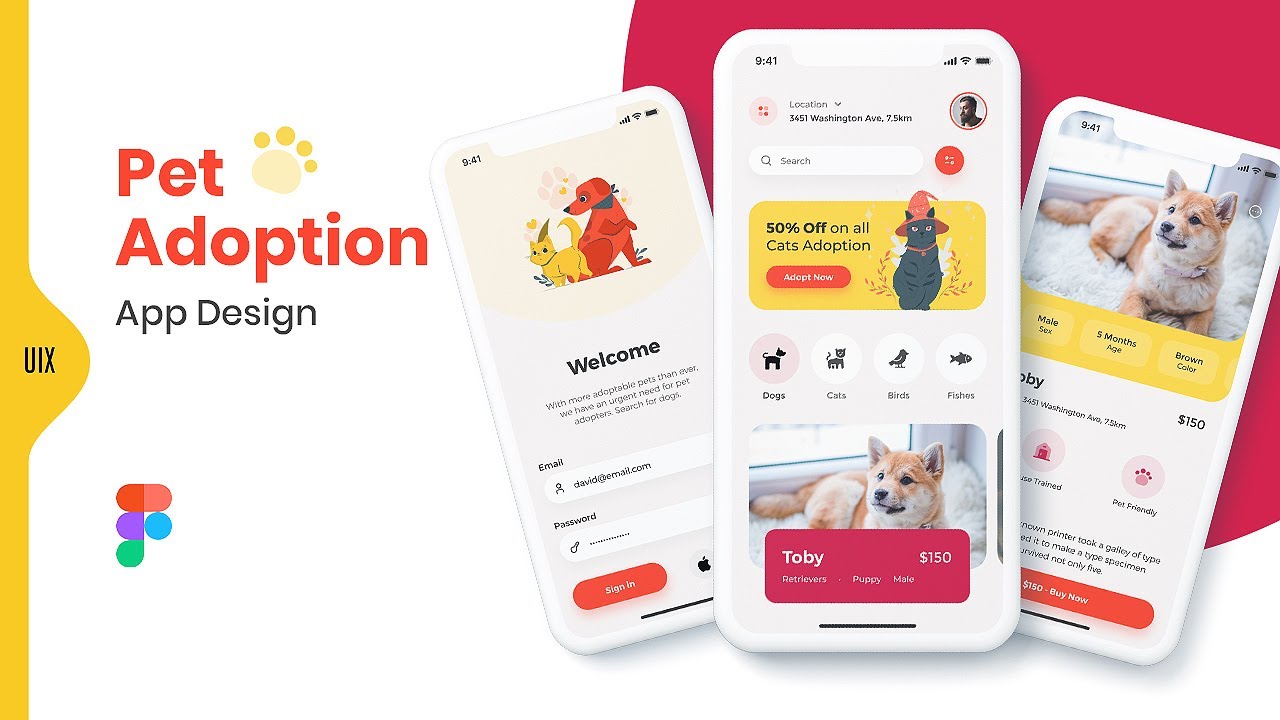 Pet Adoption App UI Design in figma