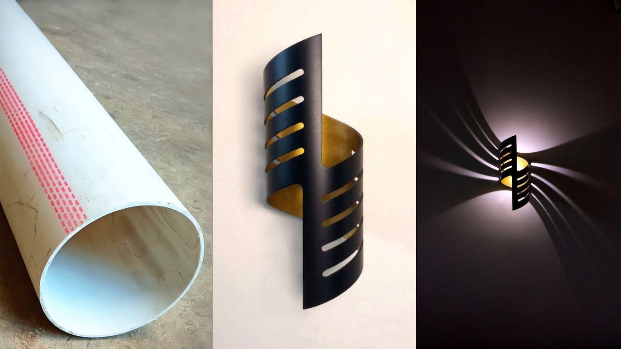 Making a modern wall lamp with PVC pipe