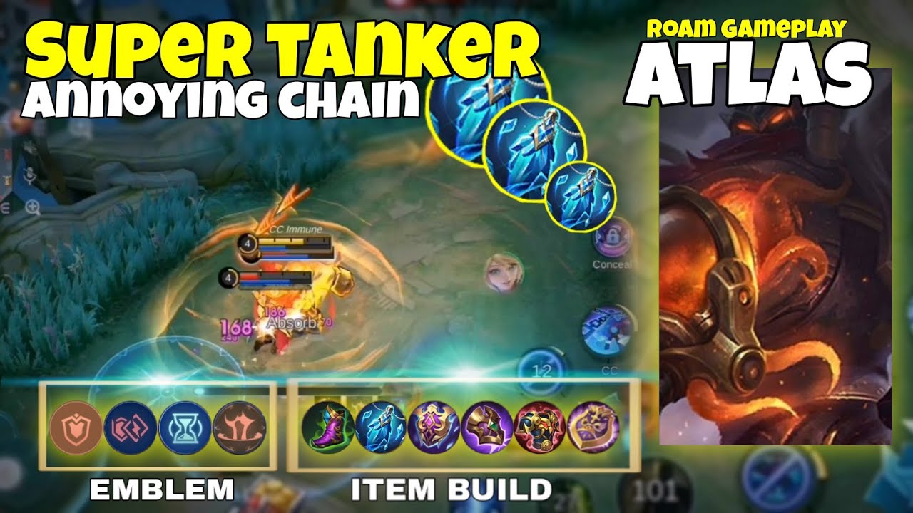 Atlas Best Build and Emblem 2024 | Atlas Chain them all - MLBB Roam Gameplay - MLBB