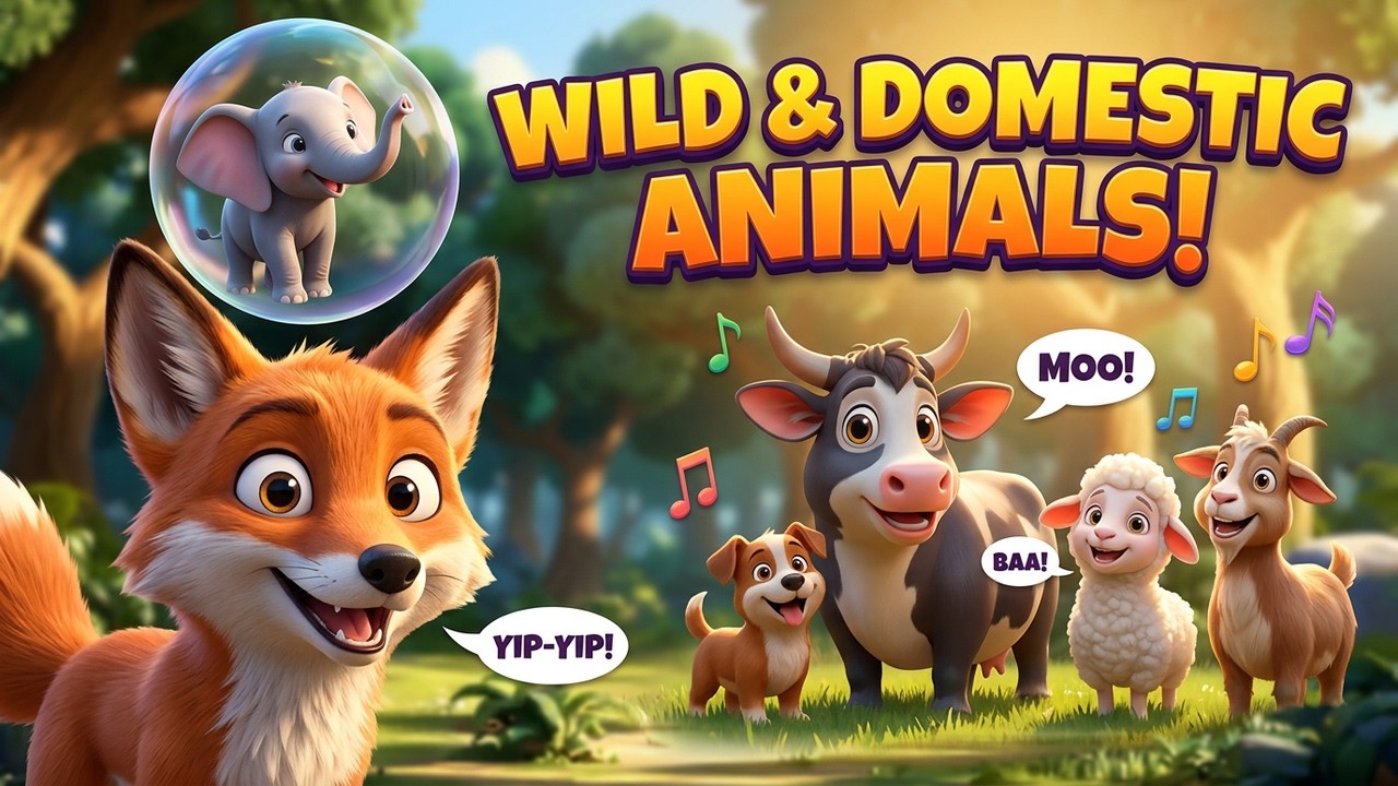 Wild & Domestic Animals for Kids | Sounds, Homes & Baby Animals Song