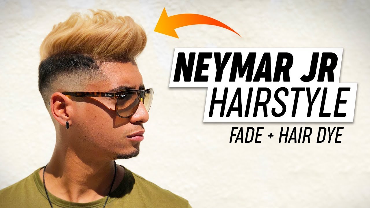 Neymar Jr. hairstyle - Mens Fade + hair dye - Haircut tutorial.