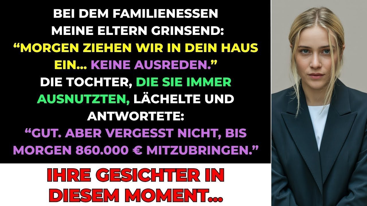 Beim Familienessen Grinsten Meine Eltern  'Morgen Ziehen Wir In Dein Haus…' Doch Ich Hatte Schon…