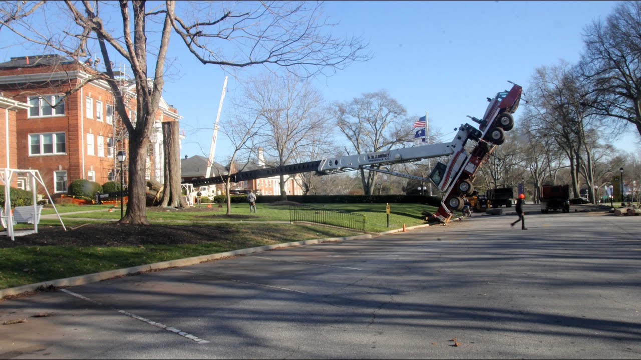 Crane falls down