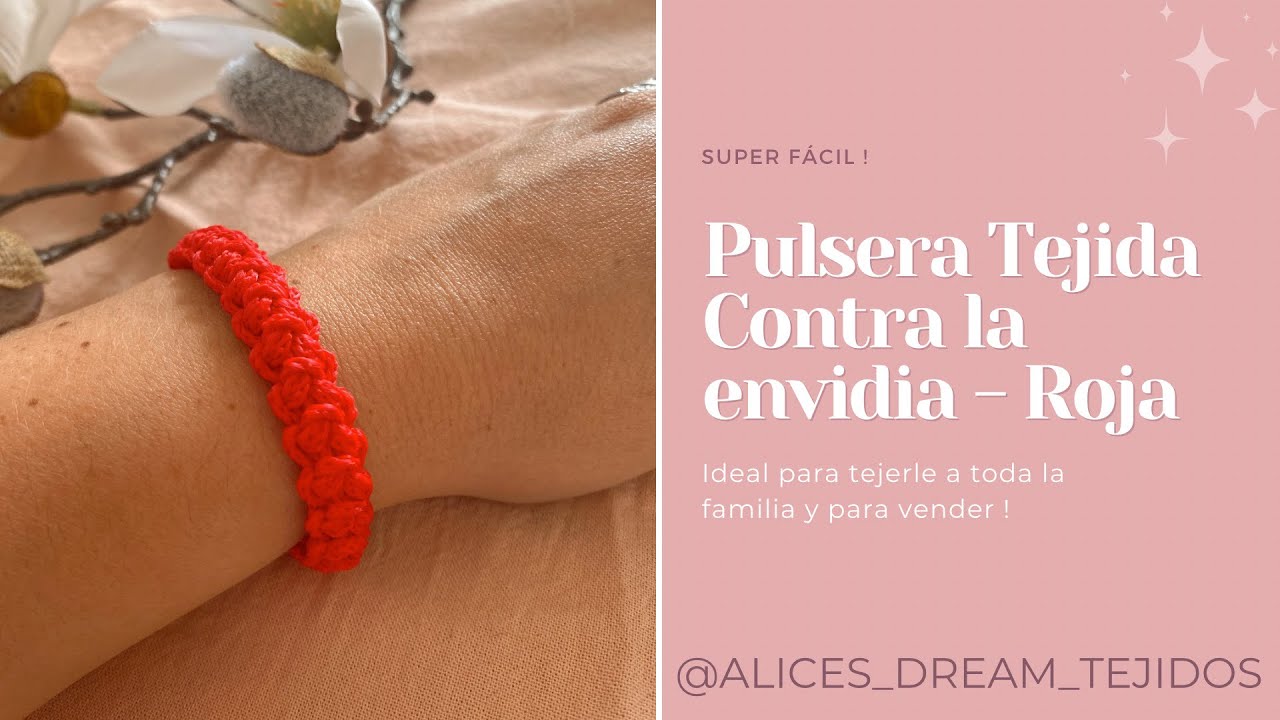Pulsera Tejida a Crochet - Roja contra la envidia !