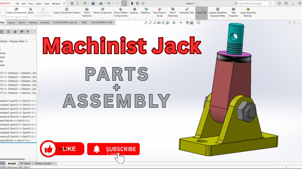 Machinist Jack in SolidWorks | Full Design + Assembly in 30 Minutes