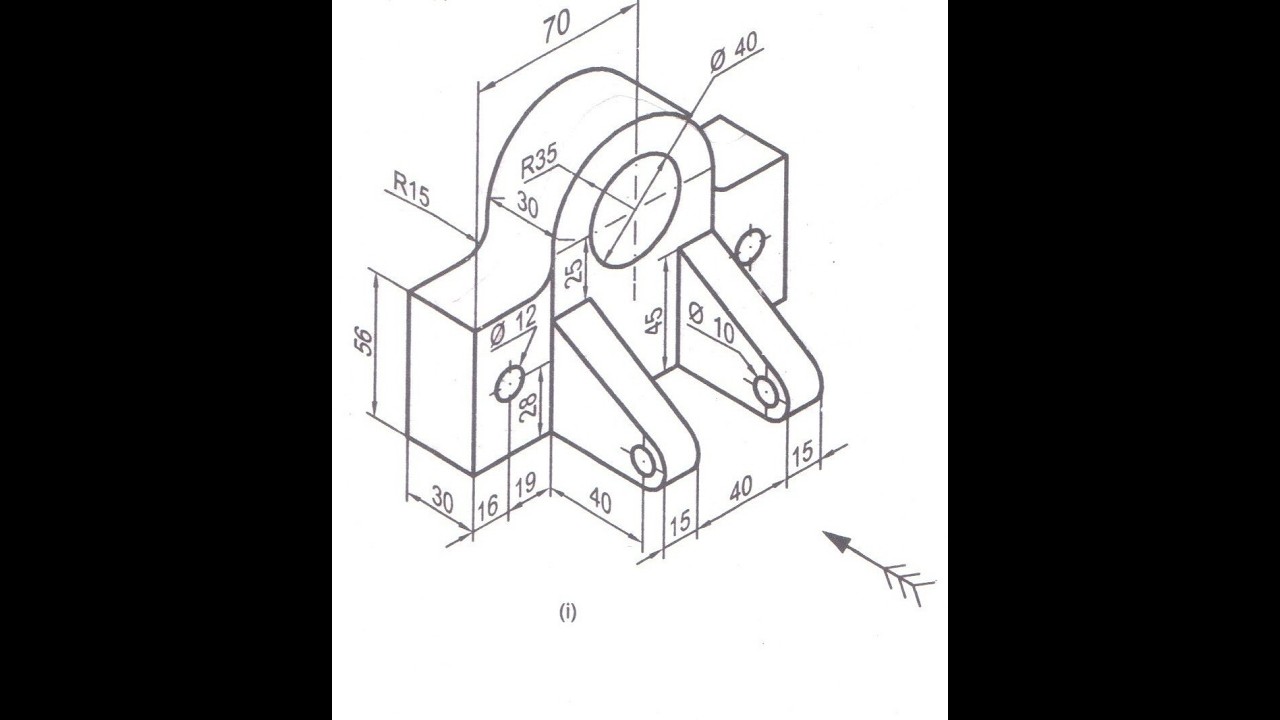 رسم المساقط بطريقة الإسقاط العمودي Orthographic Projection وترتيب المساقط درس في الرسم الهندسي