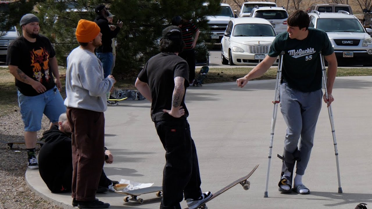 Beefing Skaters While on Crutches!
