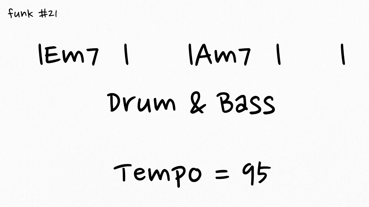 Em7 Am7 Two Chord Funk Backing Track  (Drum & Bass, Tempo = 95)