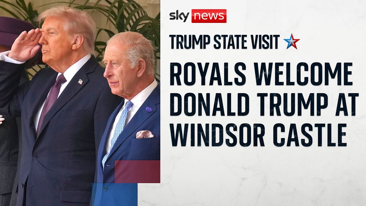 Donald Trump given royal welcome at Windsor Castle as second UK state visit begins